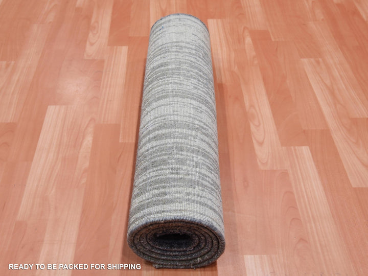 2'6" x 6'3" New Hand Knotted Grey Wool Runner Oriental Rug - MOA10275308