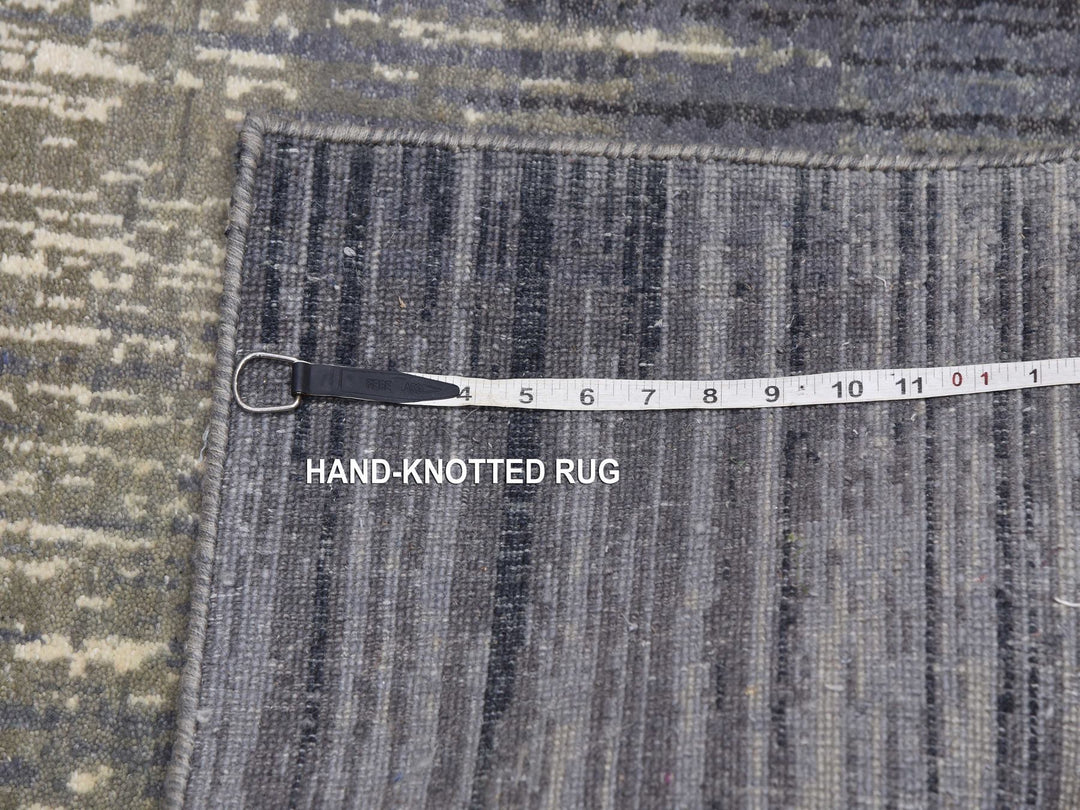 2'6" x 6'3" New Hand Knotted Grey Wool Runner Oriental Rug - MOA10275308