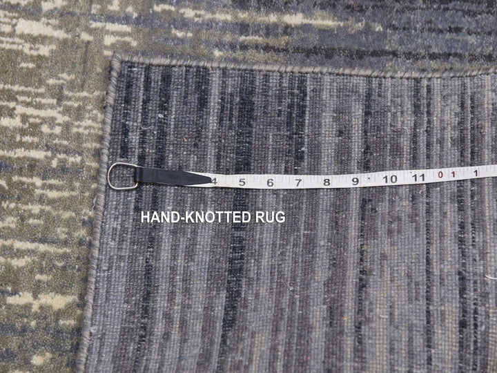 2'6" x 6'3" New Hand Knotted Grey Wool Runner Oriental Rug - MOA10275308