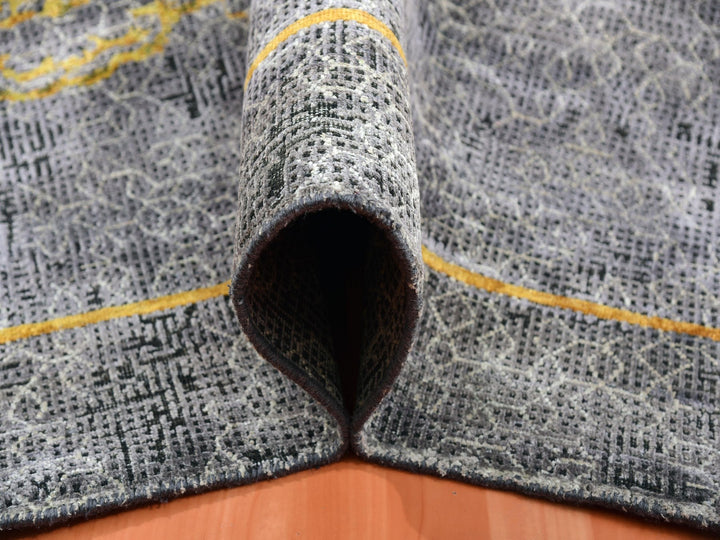 8'0" x 10'3" New Hand Knotted Grey Wool & Silk Rectangle Oriental Rug - MOA10275315