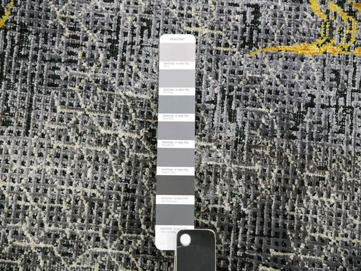 8'0" x 10'3" New Hand Knotted Grey Wool & Silk Rectangle Oriental Rug - MOA10275315