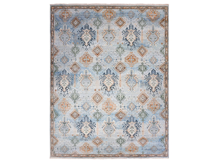 9'0" x 11'10" New Hand Knotted Blue Wool Rectangle Oriental Rug - MOA10275323