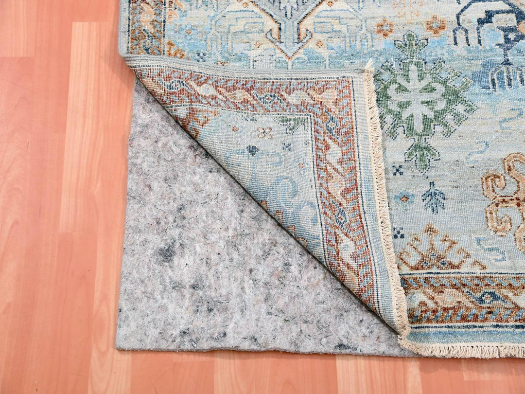 9'0" x 11'10" New Hand Knotted Blue Wool Rectangle Oriental Rug - MOA10275323
