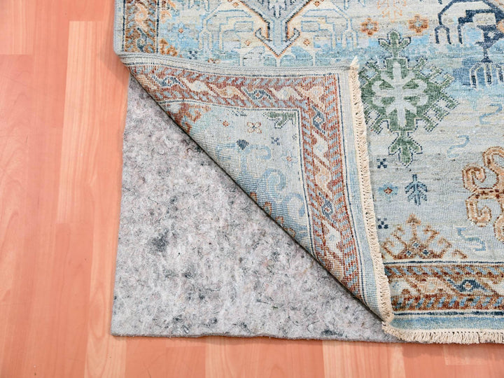 9'0" x 11'10" New Hand Knotted Blue Wool Rectangle Oriental Rug - MOA10275323