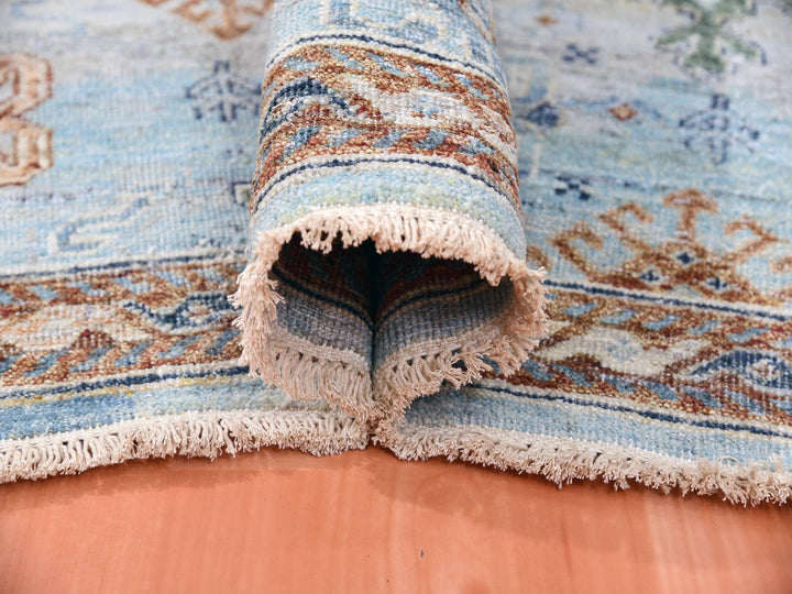 9'0" x 11'10" New Hand Knotted Blue Wool Rectangle Oriental Rug - MOA10275323