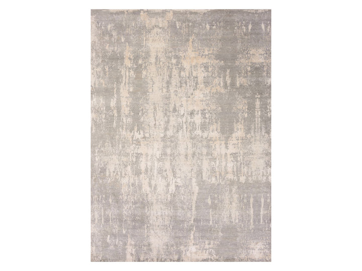 10'0" x 14'1" New Hand Knotted Grey Wool & Silk Rectangle Oriental Rug - MOA10275334