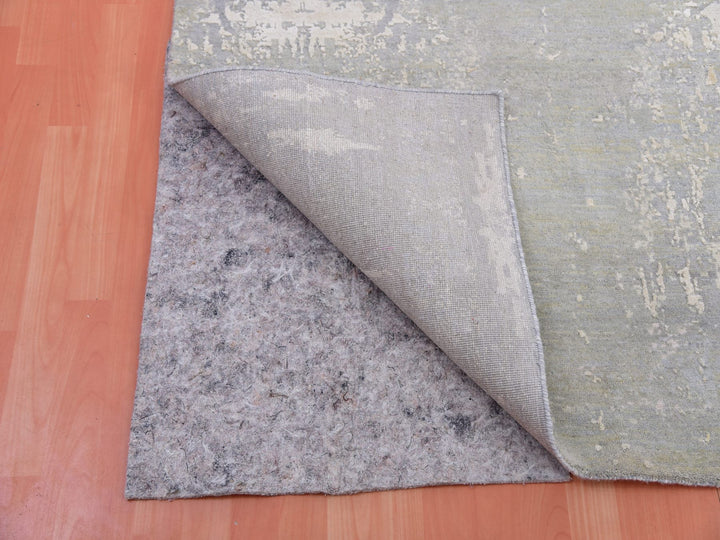 10'0" x 14'1" New Hand Knotted Grey Wool & Silk Rectangle Oriental Rug - MOA10275334