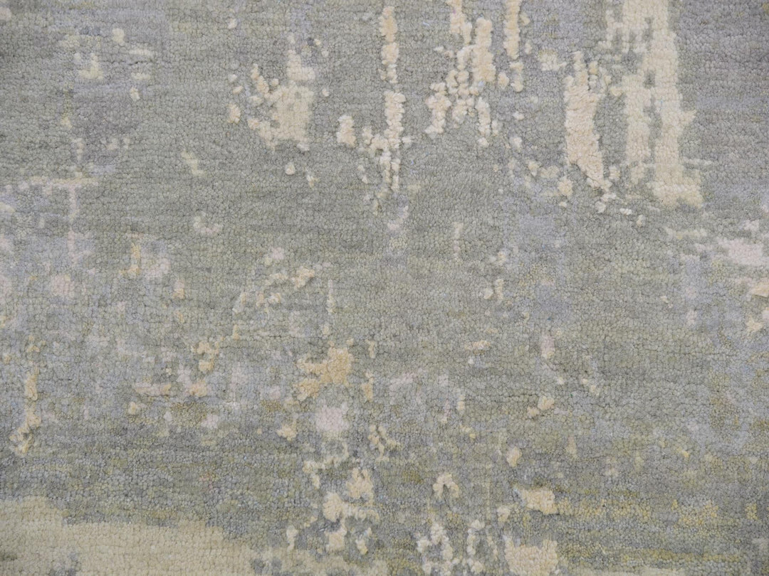10'0" x 14'1" New Hand Knotted Grey Wool & Silk Rectangle Oriental Rug - MOA10275334