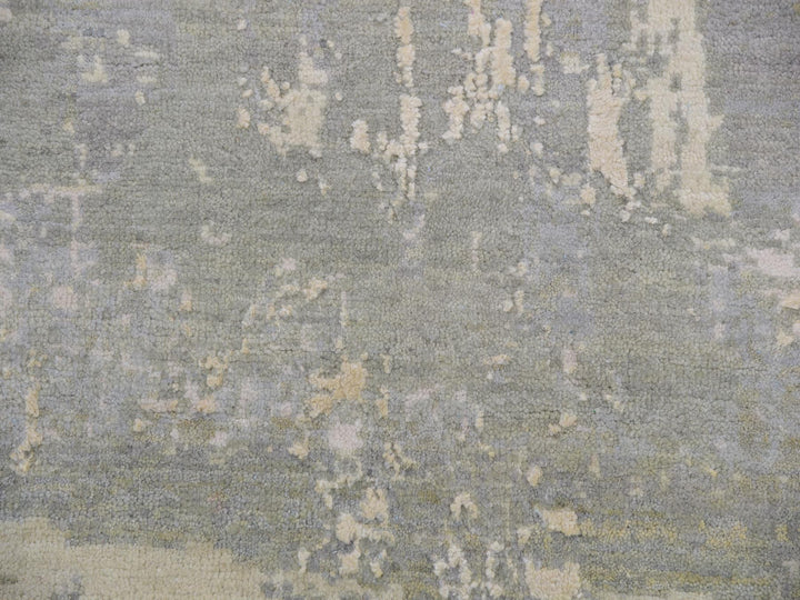 10'0" x 14'1" New Hand Knotted Grey Wool & Silk Rectangle Oriental Rug - MOA10275334