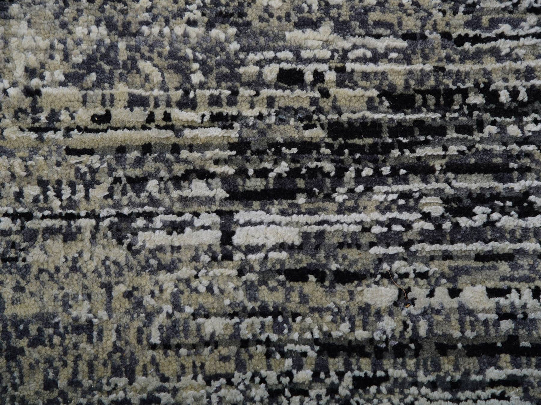9'10" x 14'0" New Hand Knotted Black Wool & Silk Rectangle Oriental Rug - MOA10275335