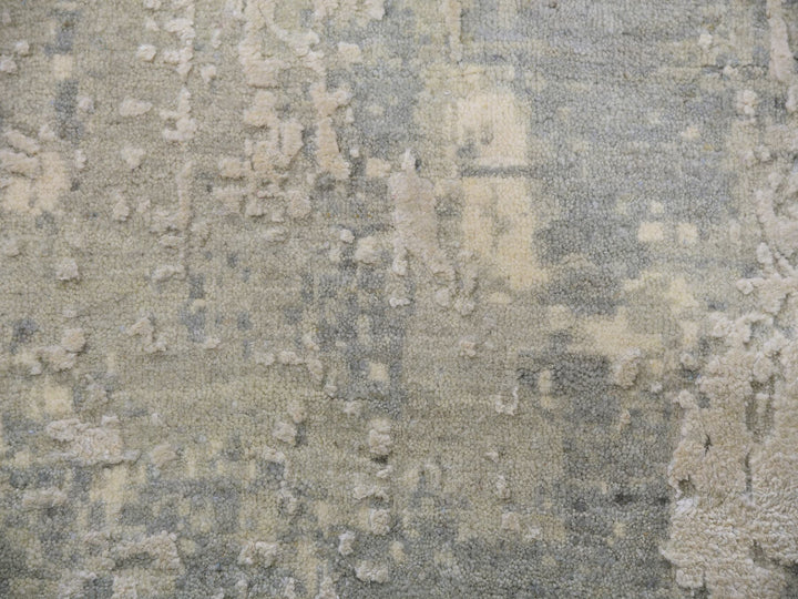 11'11" x 12'0" New Hand Knotted Grey Wool & Silk Round Oriental Rug - MOA10275336