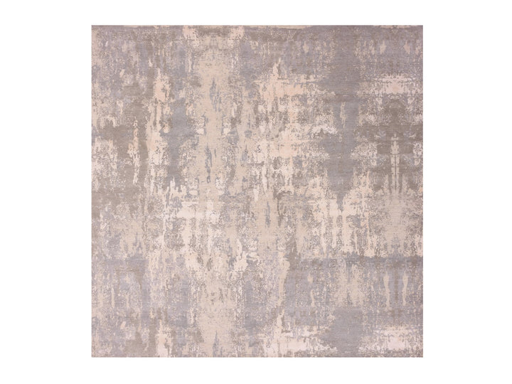 10'0" x 10'3" New Hand Knotted Grey Wool & Silk Square Oriental Rug - MOA10275339
