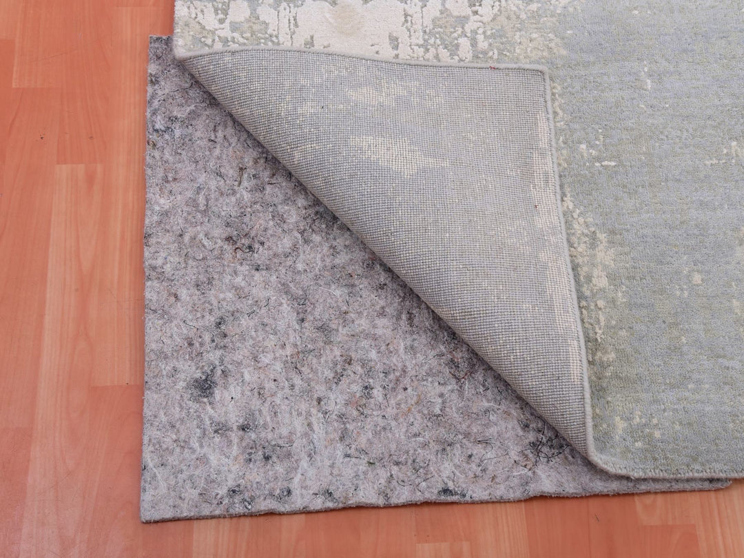 10'0" x 10'3" New Hand Knotted Grey Wool & Silk Square Oriental Rug - MOA10275339