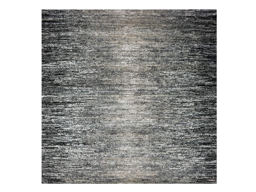 10'1" x 10'1" New Hand Knotted Grey Wool & Silk Square Oriental Rug - MOA10275340