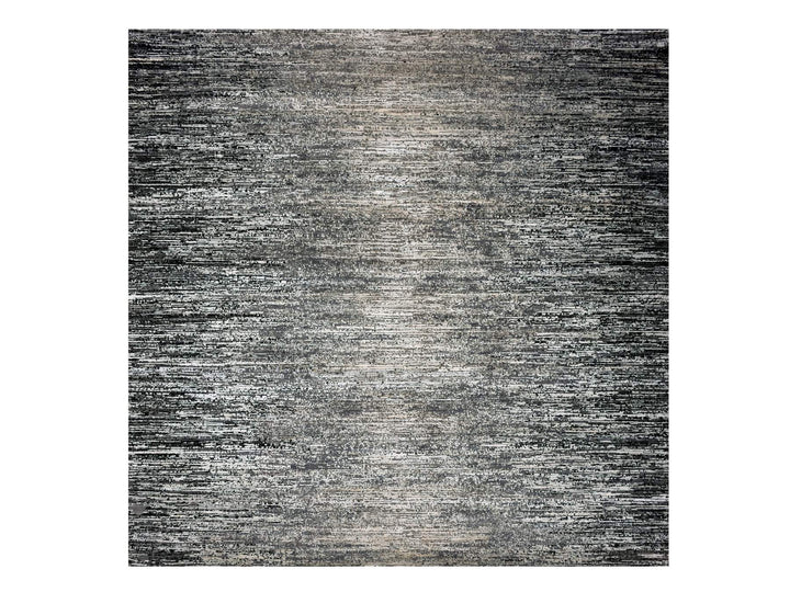 10'1" x 10'1" New Hand Knotted Grey Wool & Silk Square Oriental Rug - MOA10275340