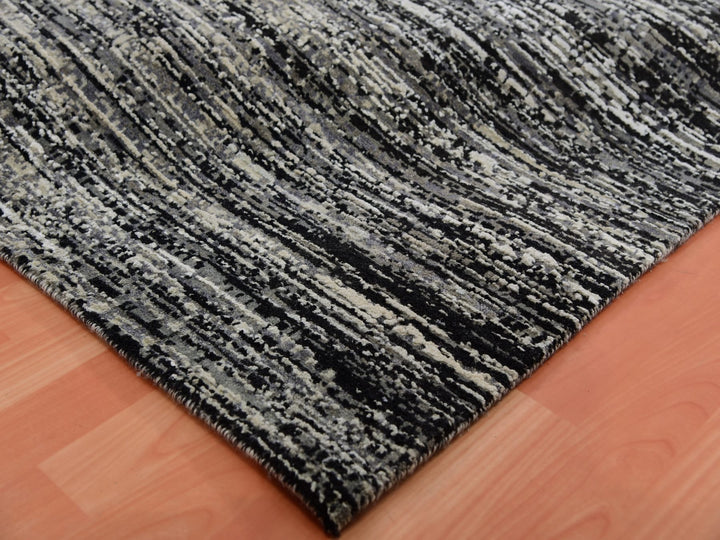 10'1" x 10'1" New Hand Knotted Grey Wool & Silk Square Oriental Rug - MOA10275340