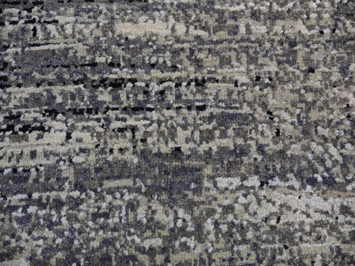 10'1" x 10'1" New Hand Knotted Grey Wool & Silk Square Oriental Rug - MOA10275340