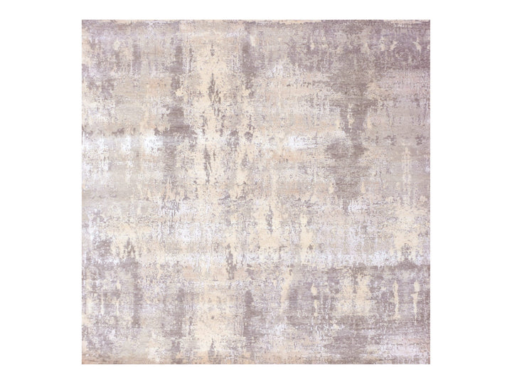 8'1" x 8'2" New Hand Knotted Grey Wool & Silk Square Oriental Rug - MOA10275343