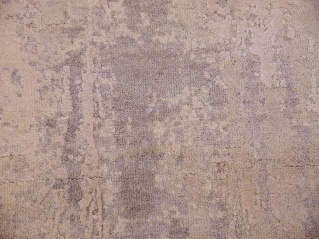 8'1" x 8'2" New Hand Knotted Grey Wool & Silk Square Oriental Rug - MOA10275343