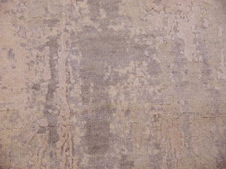 8'1" x 8'2" New Hand Knotted Grey Wool & Silk Square Oriental Rug - MOA10275343