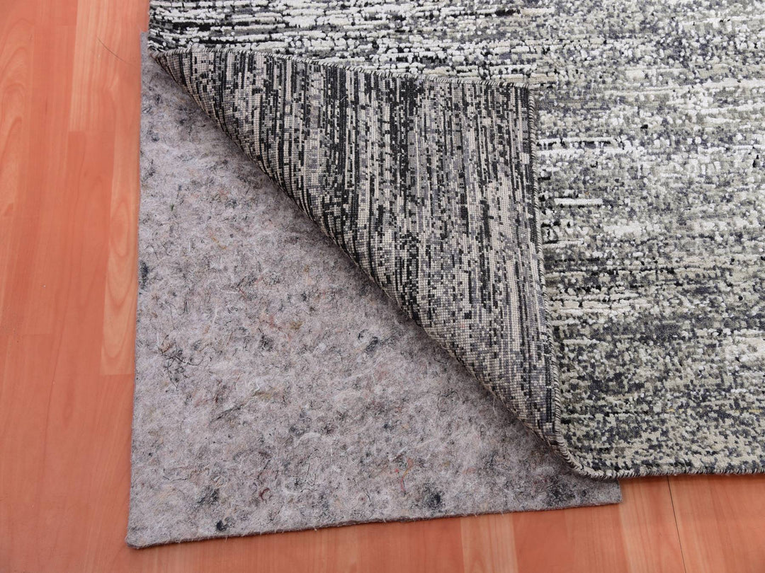 7'11" x 10'3" New Hand Knotted Black Wool & Silk Rectangle Oriental Rug - MOA10275344