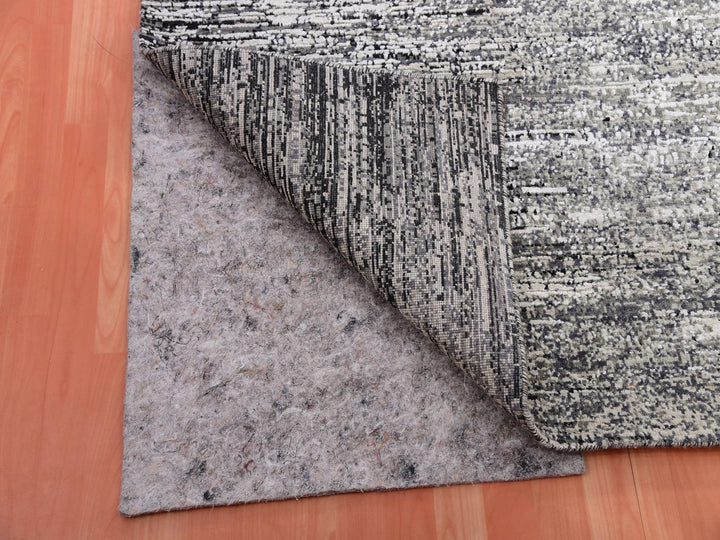 7'11" x 10'3" New Hand Knotted Black Wool & Silk Rectangle Oriental Rug - MOA10275344