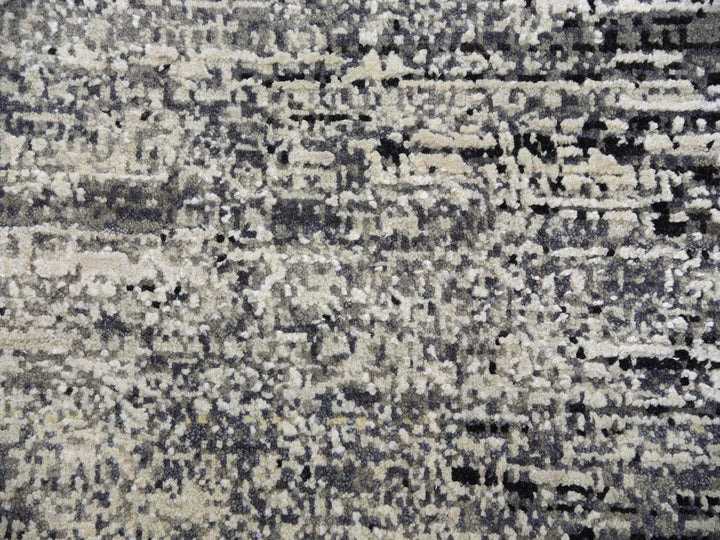 7'11" x 10'3" New Hand Knotted Black Wool & Silk Rectangle Oriental Rug - MOA10275344