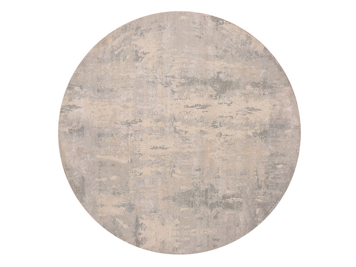 8'2" x 8'2" New Hand Knotted Grey Wool & Silk Round Oriental Rug - MOA10275345