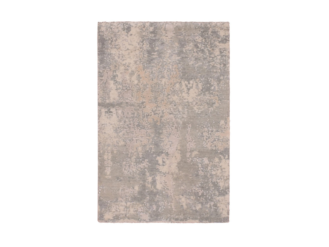 2'0" x 3'1" New Hand Knotted Grey Wool & Silk Rectangle Oriental Rug - MOA10275351