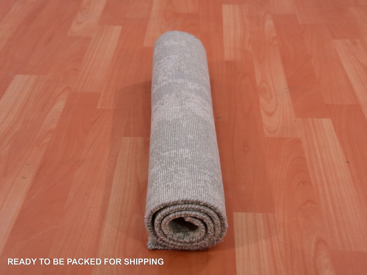 2'0" x 3'1" New Hand Knotted Grey Wool & Silk Rectangle Oriental Rug - MOA10275351
