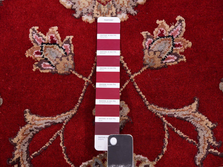 7'10" x 7'11" New Hand Knotted Red Wool Round Oriental Rug - MOA10275354