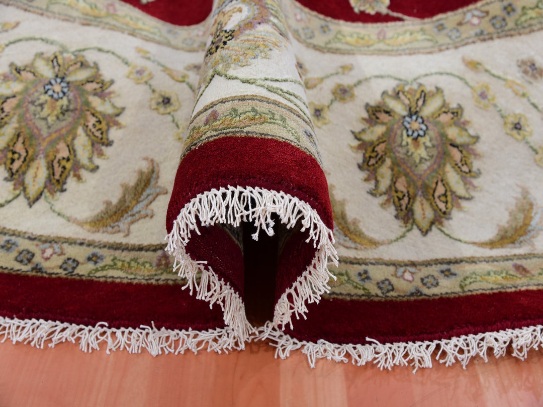 8'0" x 8'3" New Hand Knotted Red Wool Round Oriental Rug - MOA10275355