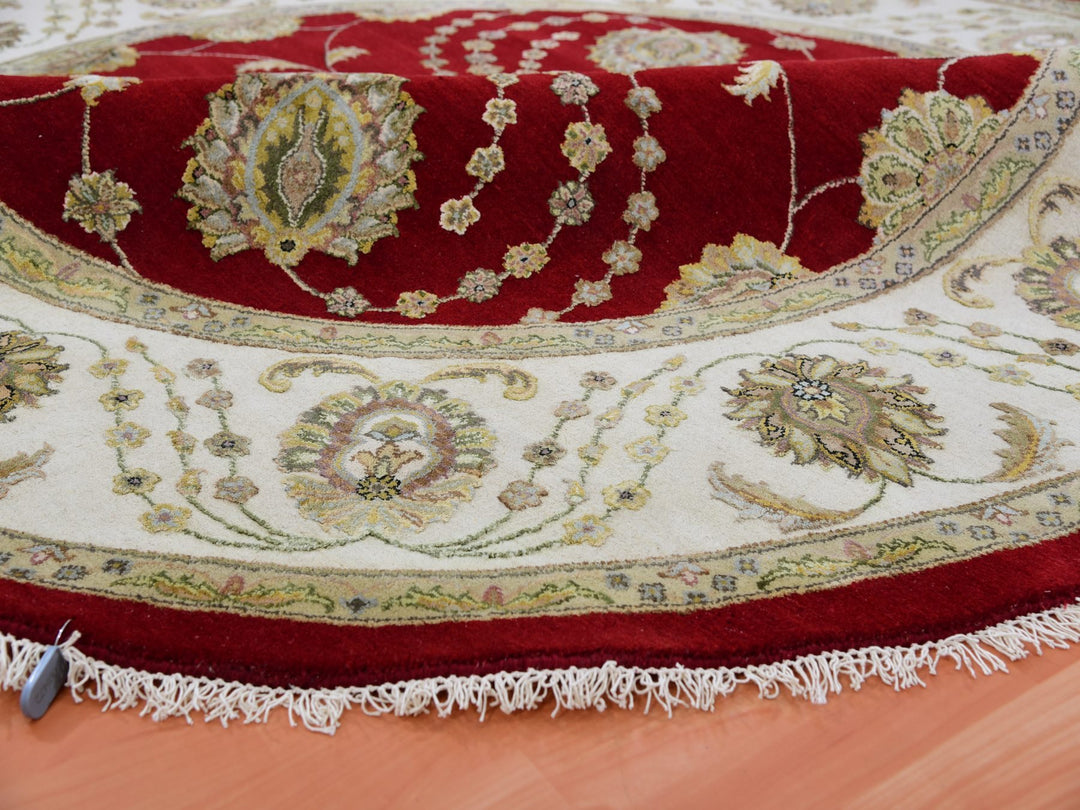 8'0" x 8'3" New Hand Knotted Red Wool Round Oriental Rug - MOA10275355