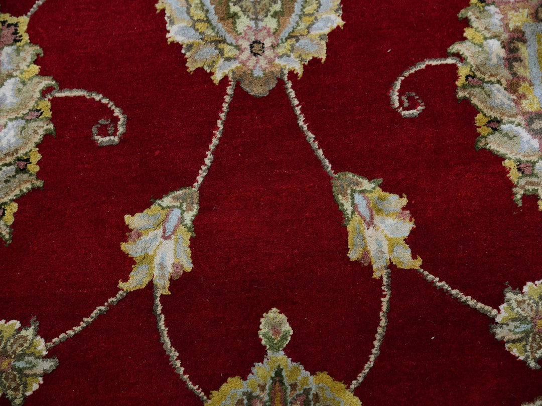 8'0" x 8'3" New Hand Knotted Red Wool Round Oriental Rug - MOA10275355
