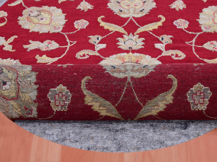 7'11" x 7'11" New Hand Knotted Red Wool Round Oriental Rug - MOA10275356