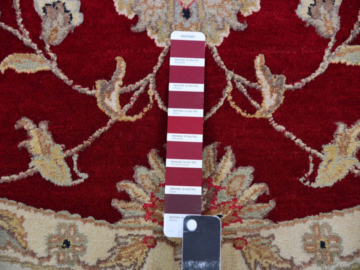 7'11" x 7'11" New Hand Knotted Red Wool Round Oriental Rug - MOA10275356