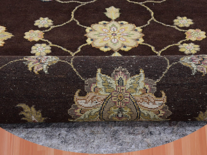 8'2" x 8'2" New Hand Knotted Brown Wool Round Oriental Rug - MOA10275357