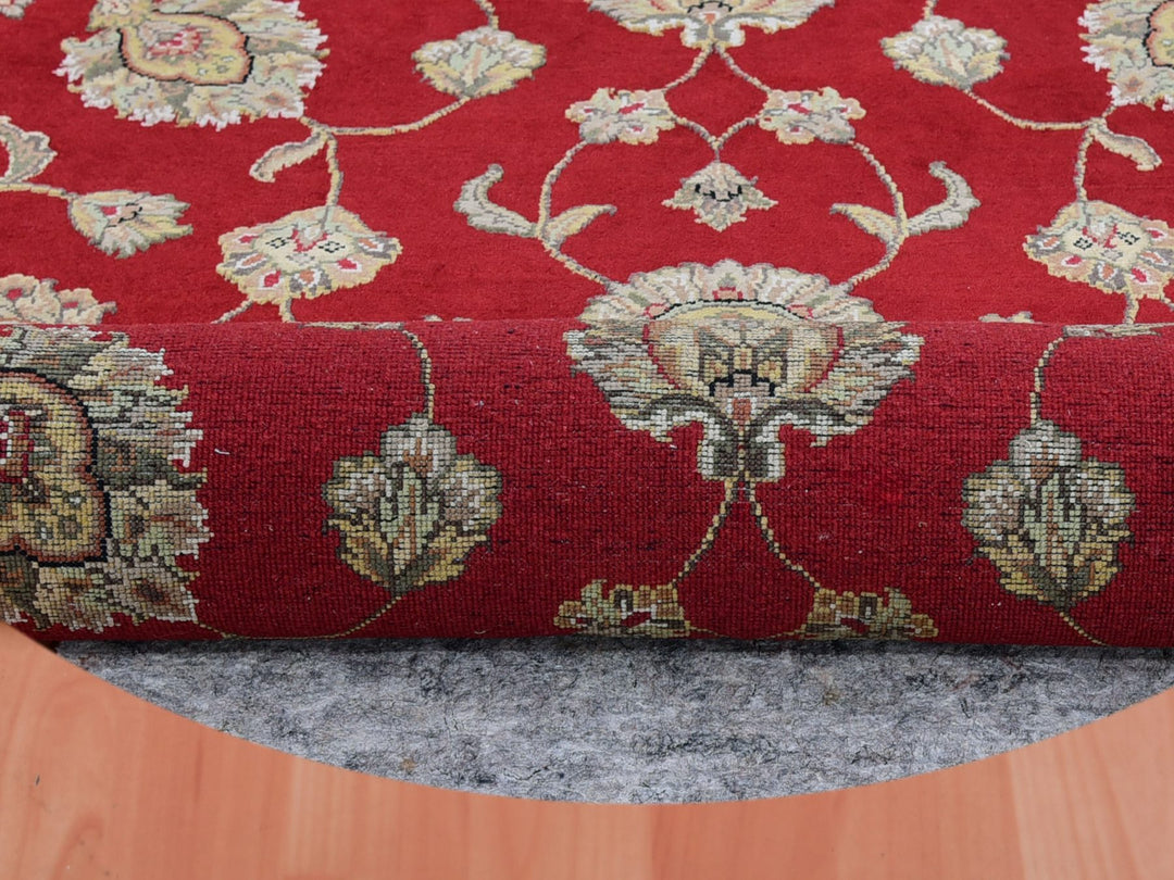 8'1" x 8'2" New Hand Knotted Red Wool Round Oriental Rug - MOA10275359