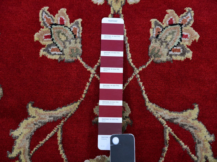 8'1" x 8'2" New Hand Knotted Red Wool Round Oriental Rug - MOA10275359