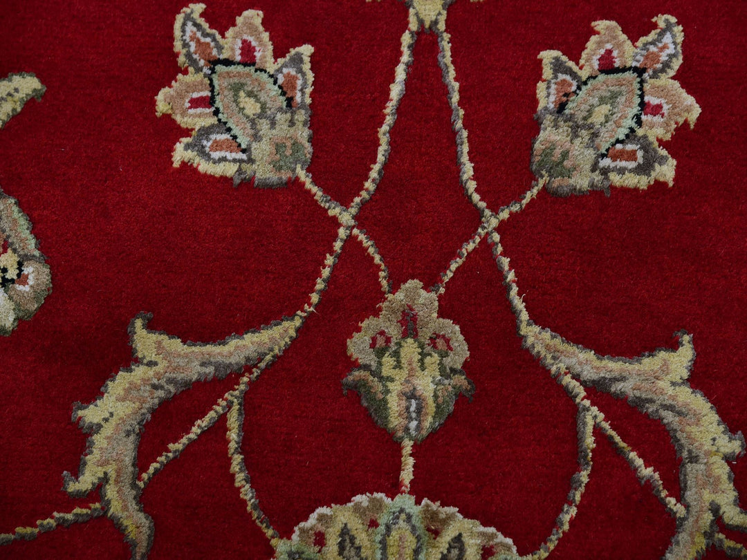 8'1" x 8'2" New Hand Knotted Red Wool Round Oriental Rug - MOA10275359