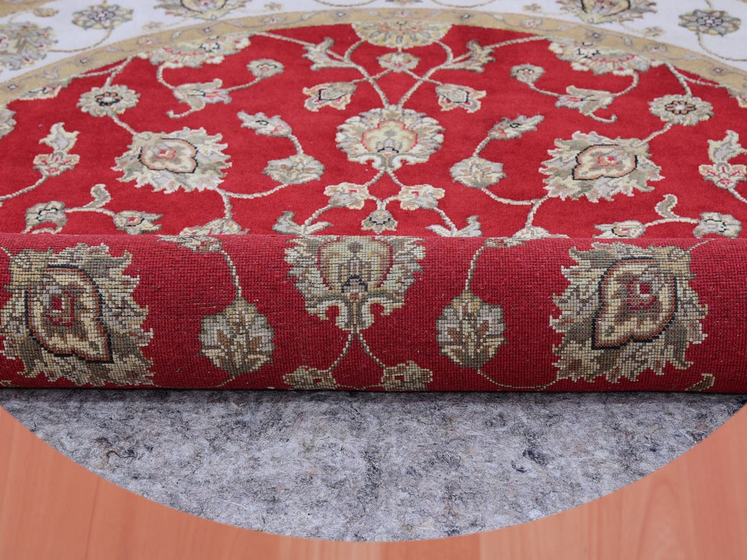 6'0" x 6'1" New Hand Knotted Red Wool Round Oriental Rug - MOA10275361