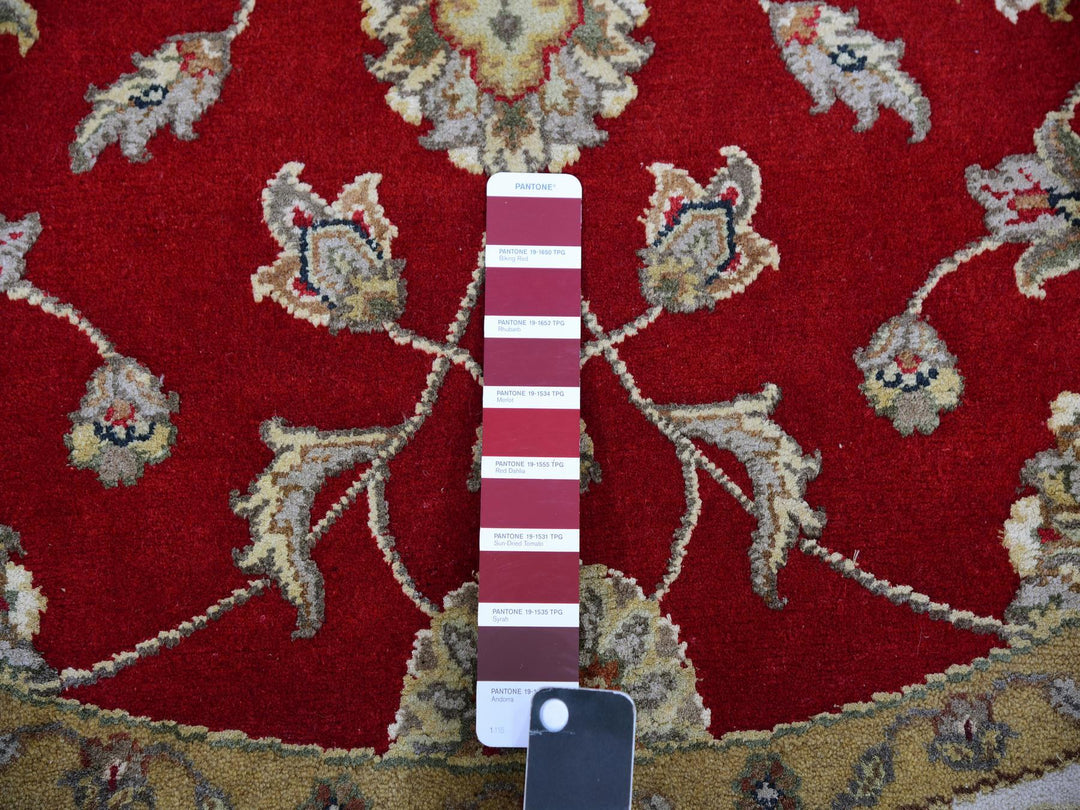 6'0" x 6'1" New Hand Knotted Red Wool Round Oriental Rug - MOA10275361