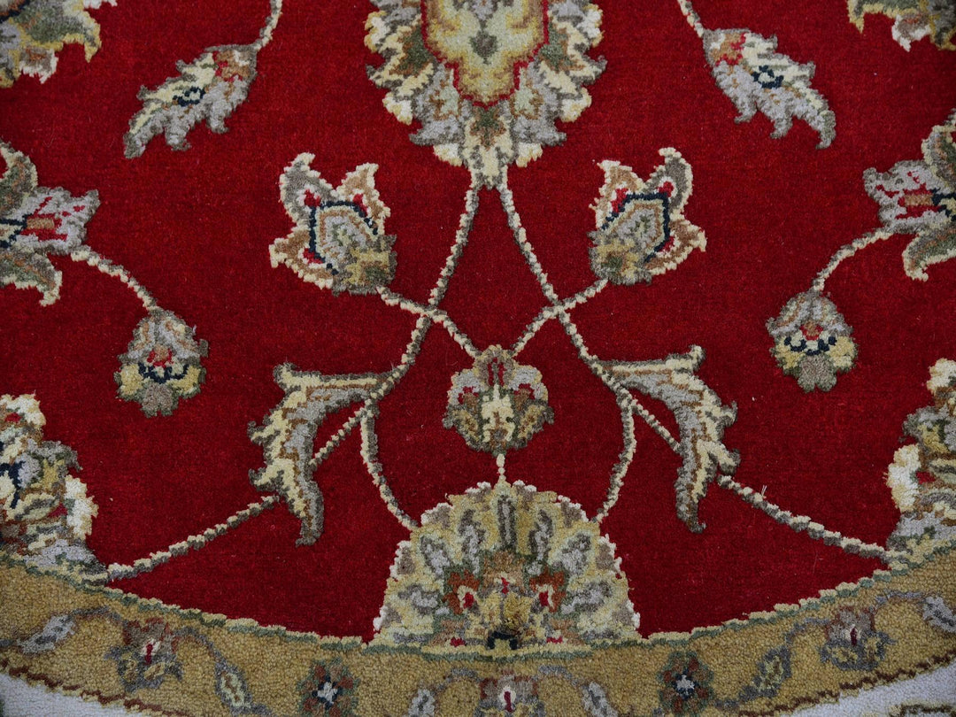 6'0" x 6'1" New Hand Knotted Red Wool Round Oriental Rug - MOA10275361