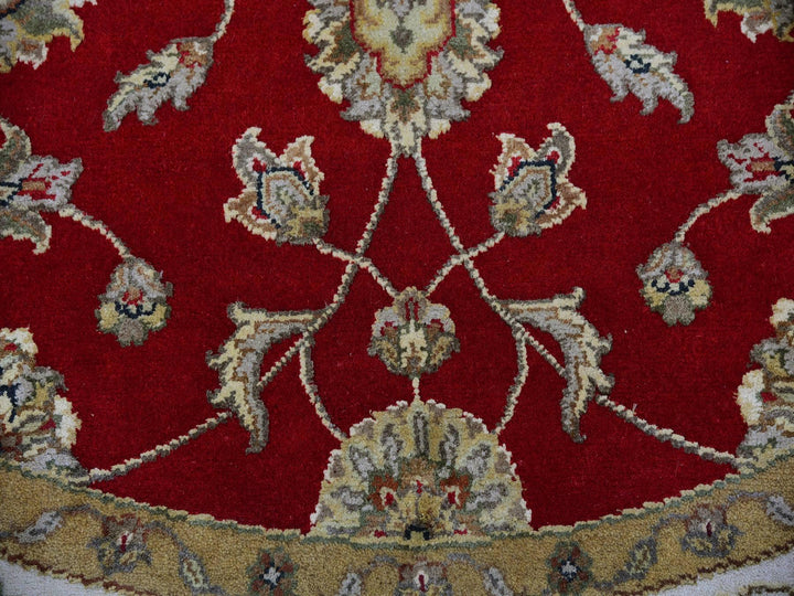 6'0" x 6'1" New Hand Knotted Red Wool Round Oriental Rug - MOA10275361