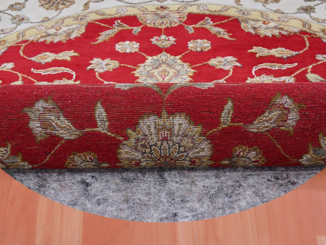 6'0" x 6'0" New Hand Knotted Red Wool Round Oriental Rug - MOA10275362