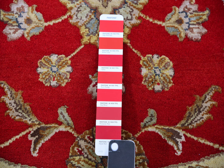 6'0" x 6'0" New Hand Knotted Red Wool Round Oriental Rug - MOA10275362