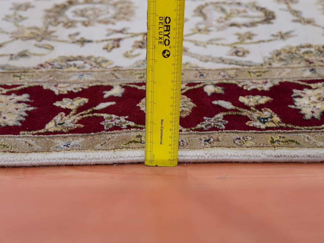 4'10" x 7'3" New Hand Knotted Ivory Wool Rectangle Oriental Rug - MOA10275363
