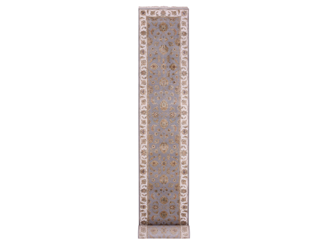 2'8" x 21'0" New Hand Knotted Blue Wool Runner Oriental Rug - MOA10275364