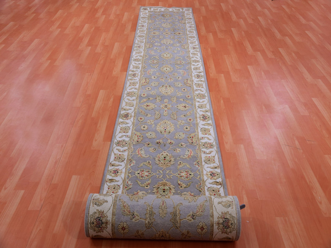 2'8" x 21'0" New Hand Knotted Blue Wool Runner Oriental Rug - MOA10275364
