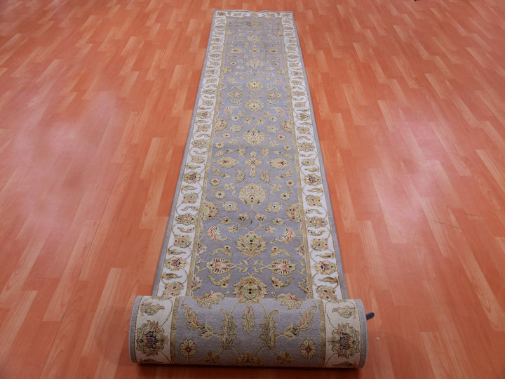 2'8" x 21'0" New Hand Knotted Blue Wool Runner Oriental Rug - MOA10275364